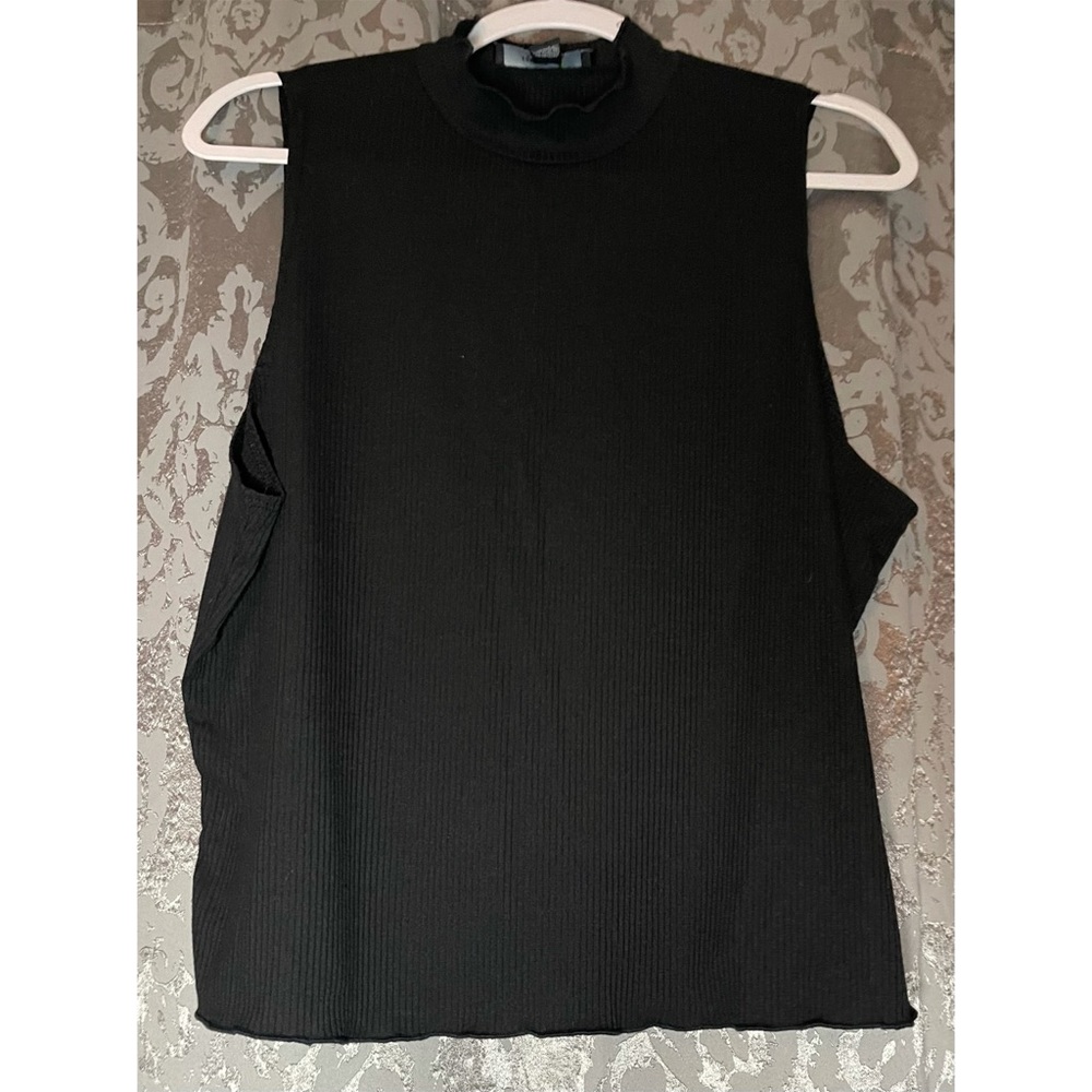 Plus Size Turtleneck Black Ribbed Knit Top